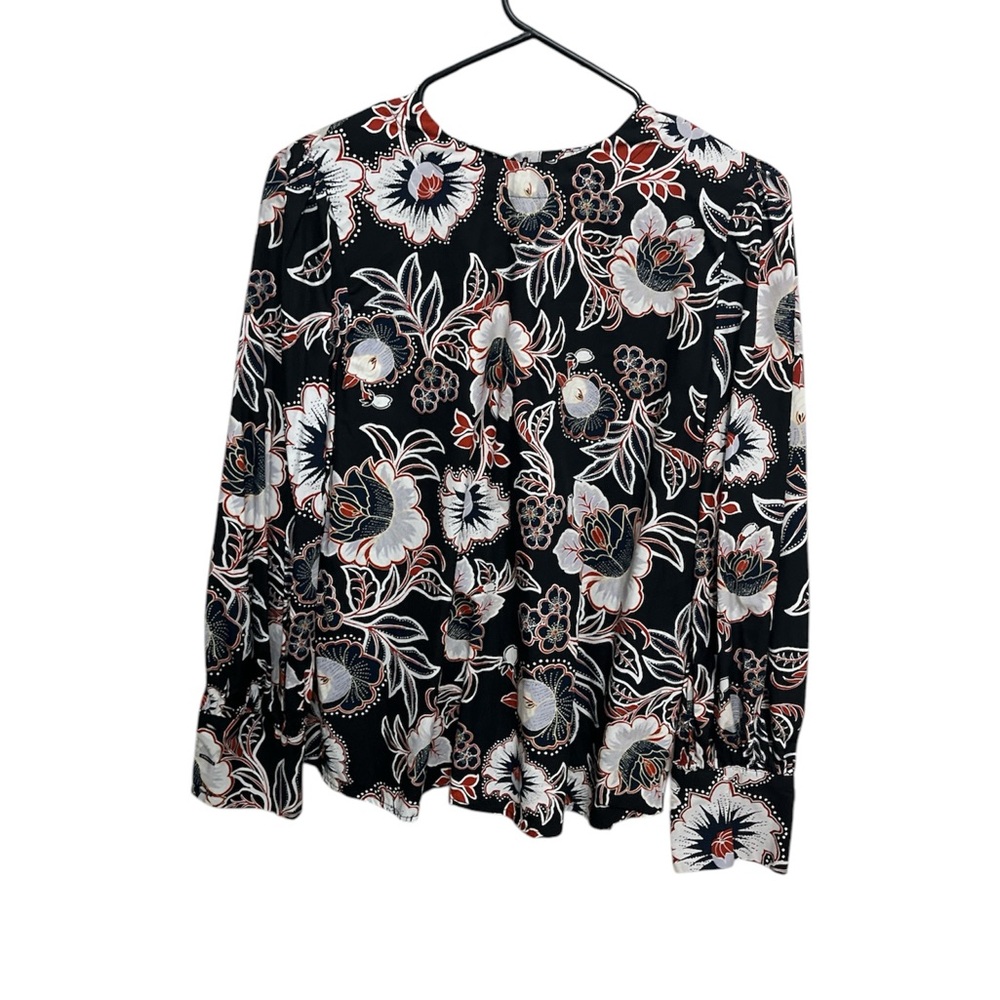Who What Wear Black Ruffled Blouse with Long Sleeves